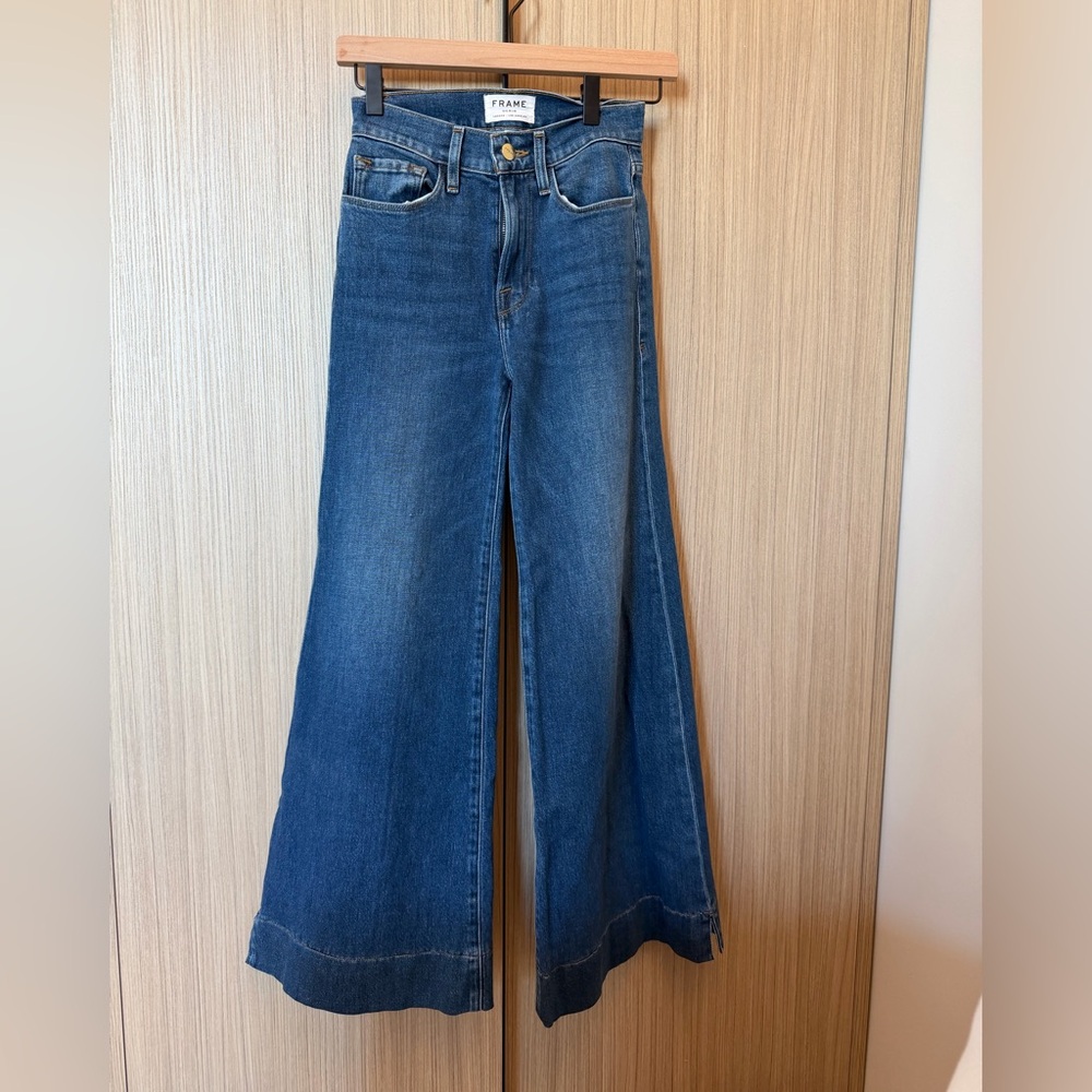 FRAME Blue Wide Leg Jeans